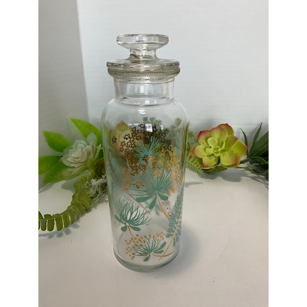 Vintage Federal Glass Gold and Teal Apothecary *” Jar - Picture 3 of 5